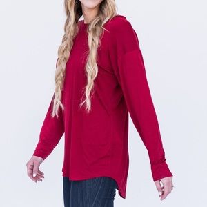 Long Sleeve Easy Tee Dark Red